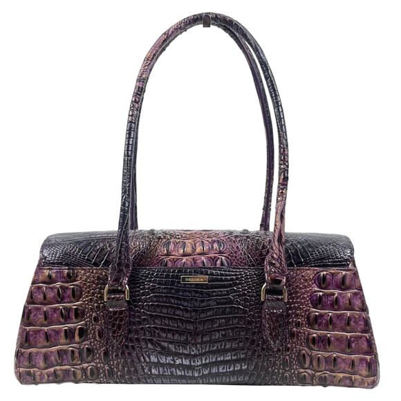 Brahmin Dayan Leather Shoulder Bag Fig Jam Melbourne Purple East West Bag - Picture 6 of 15